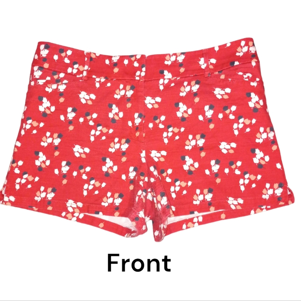 Ann Taylor Loft Shorts Women Size 12 Red Floral Pattern Stretch